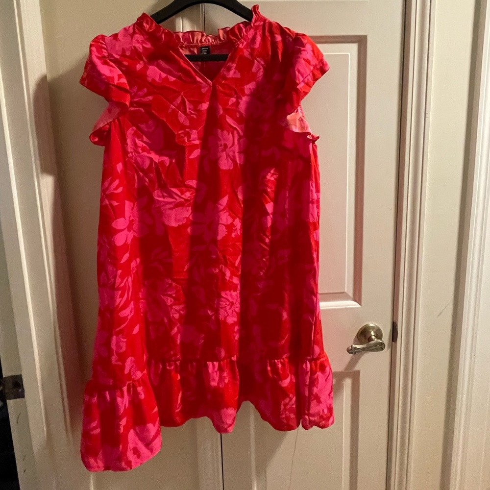 SHEIN Red and Pink Ruffle Dress